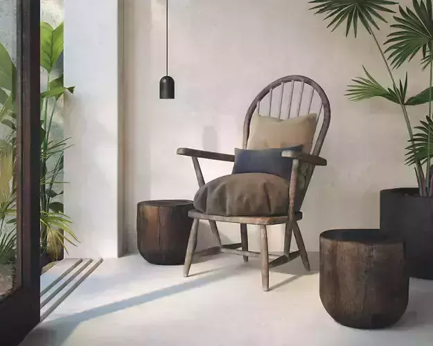 Rustic Wooden Armchair