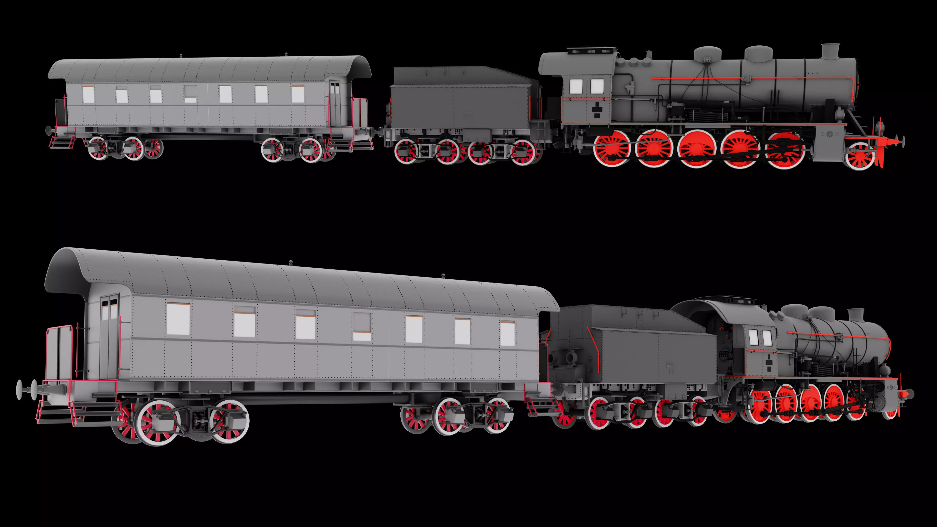 Steam Locomotive Train 3D model