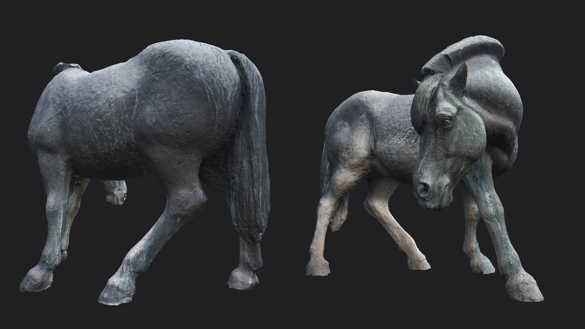 Old Horse Statue PBR Low-poly 3D model_2