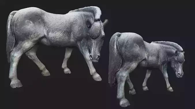 Old Horse Statue PBR Low-poly 3D model