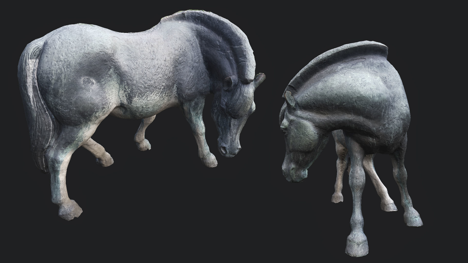 Old Horse Statue PBR Low-poly 3D model_1
