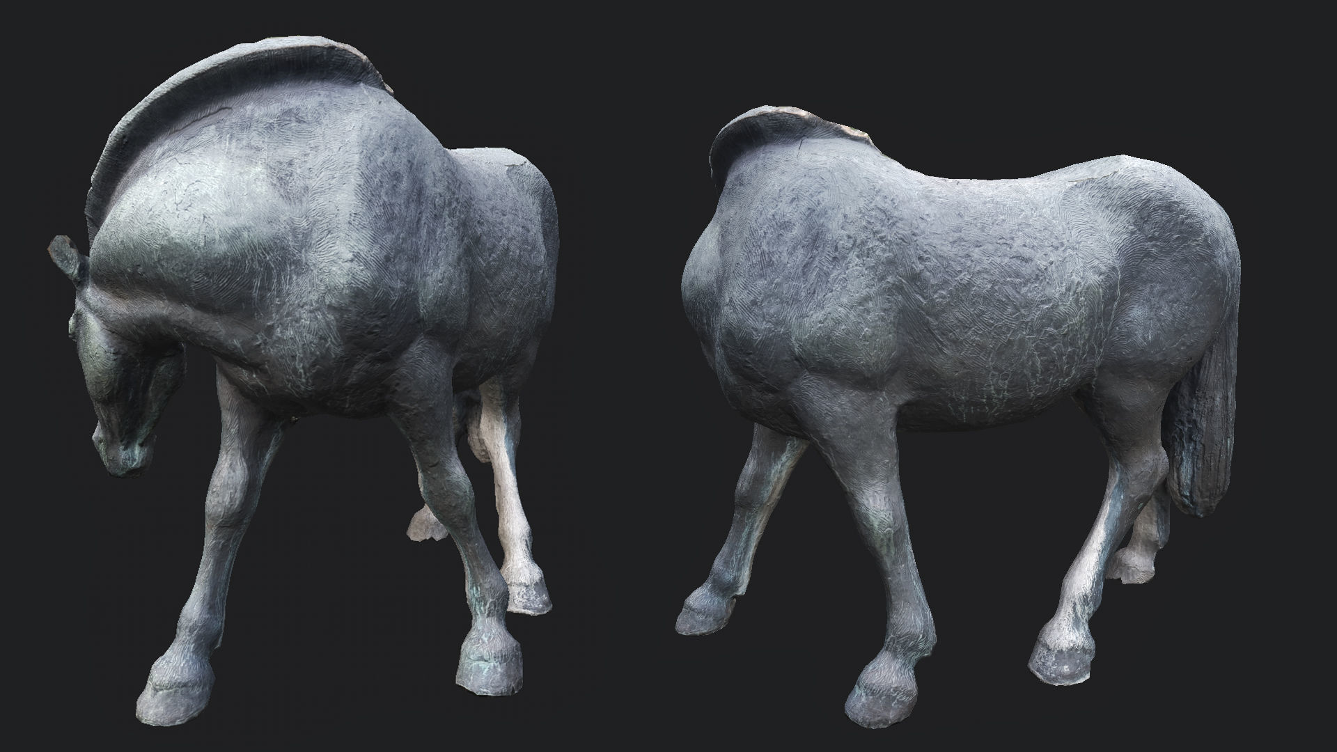 Old Horse Statue PBR Low-poly 3D model_3
