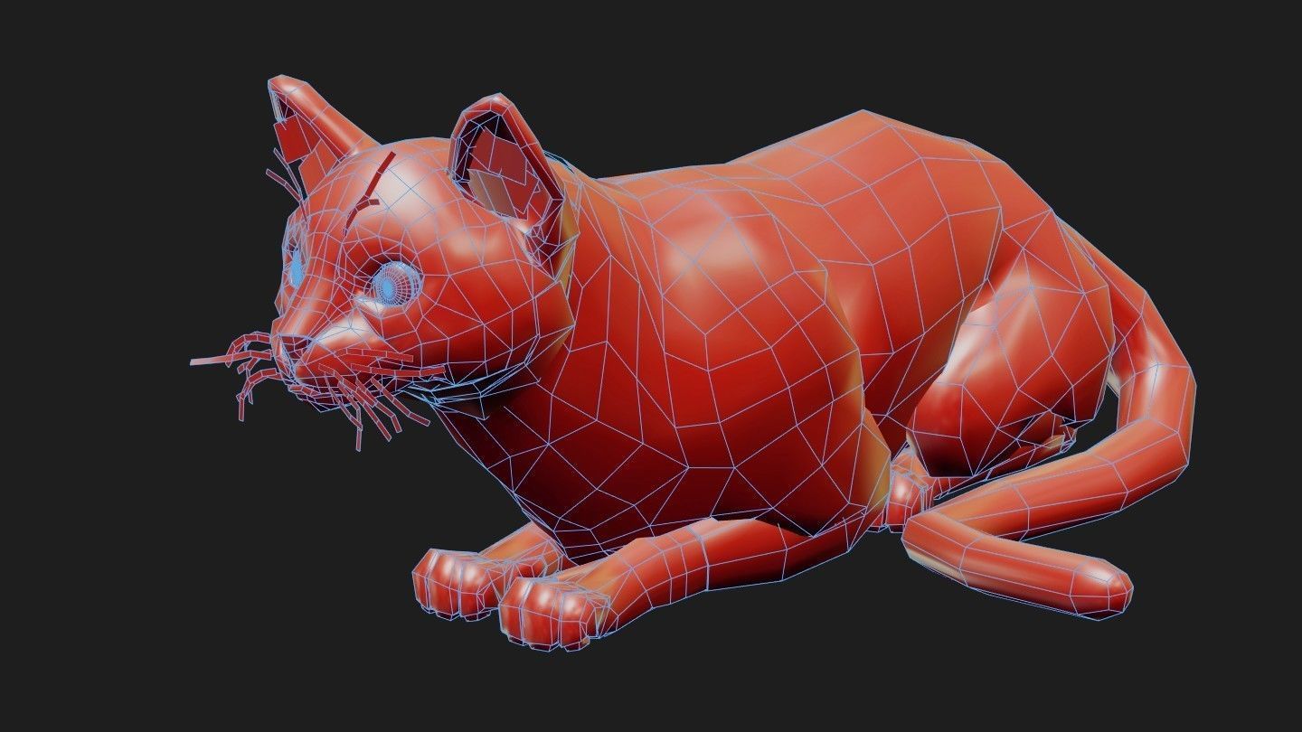 Cat black Rigged Low-poly 3D model_19