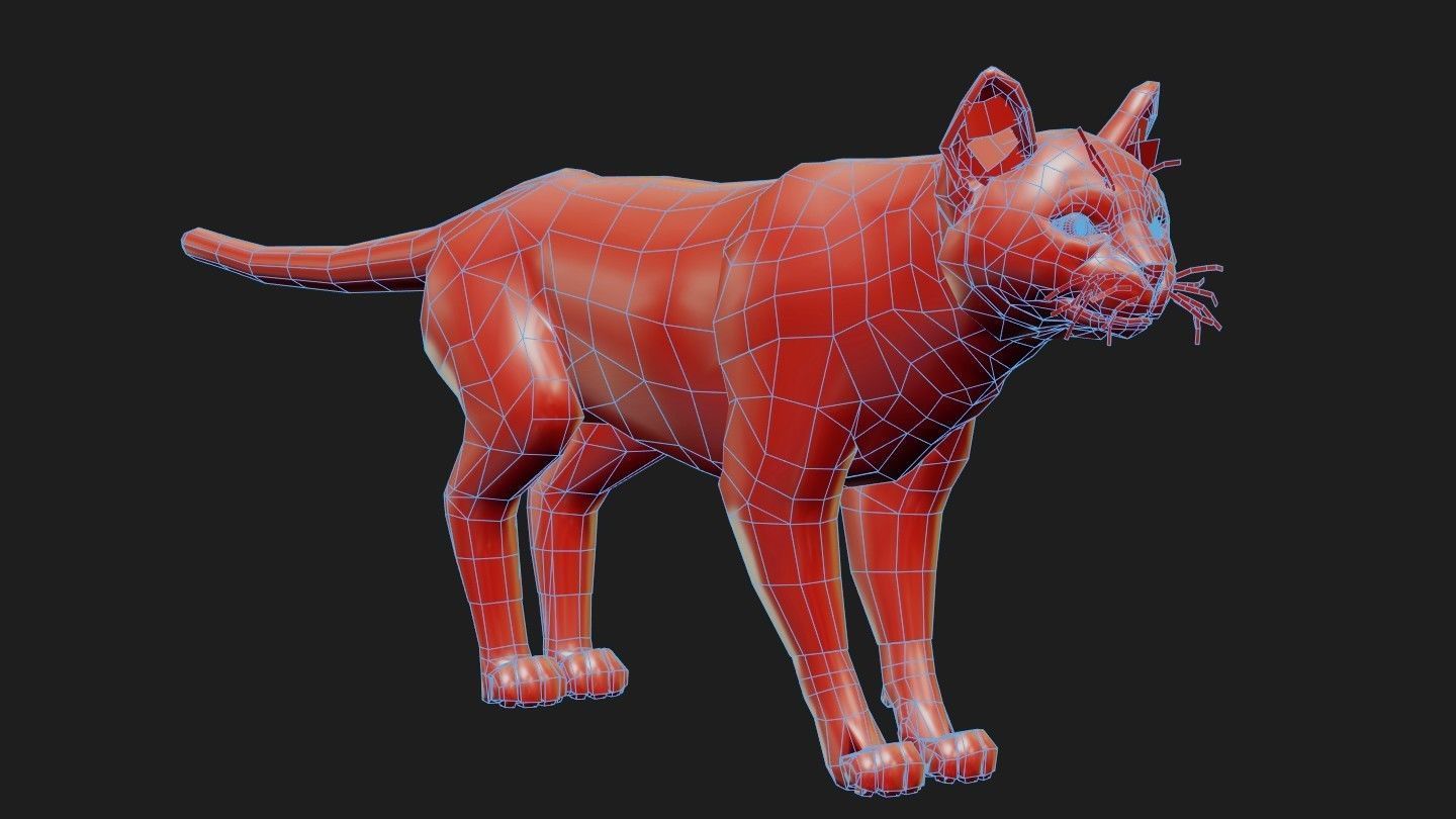 Cat black Rigged Low-poly 3D model_17