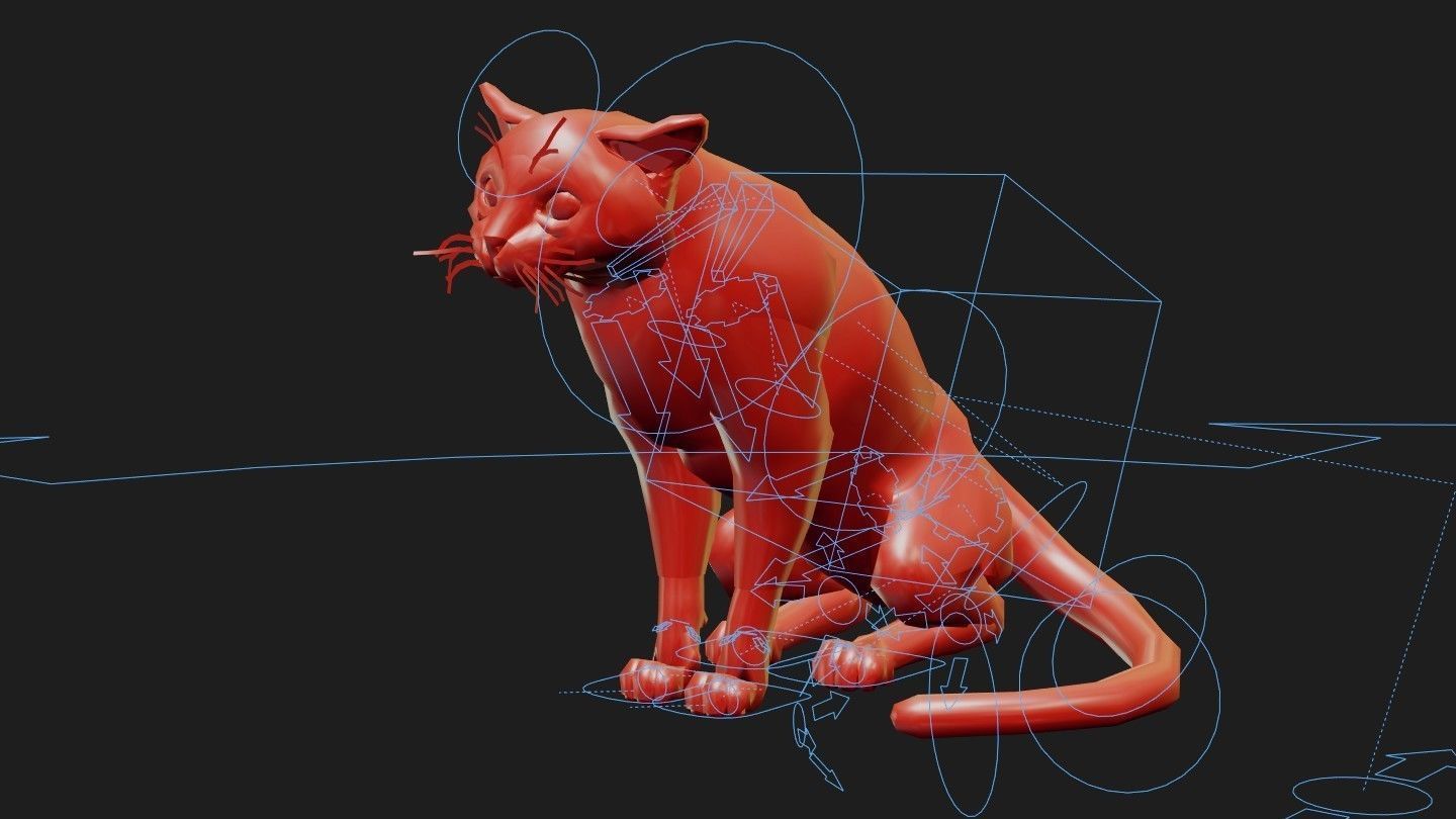 Cat black Rigged Low-poly 3D model_15