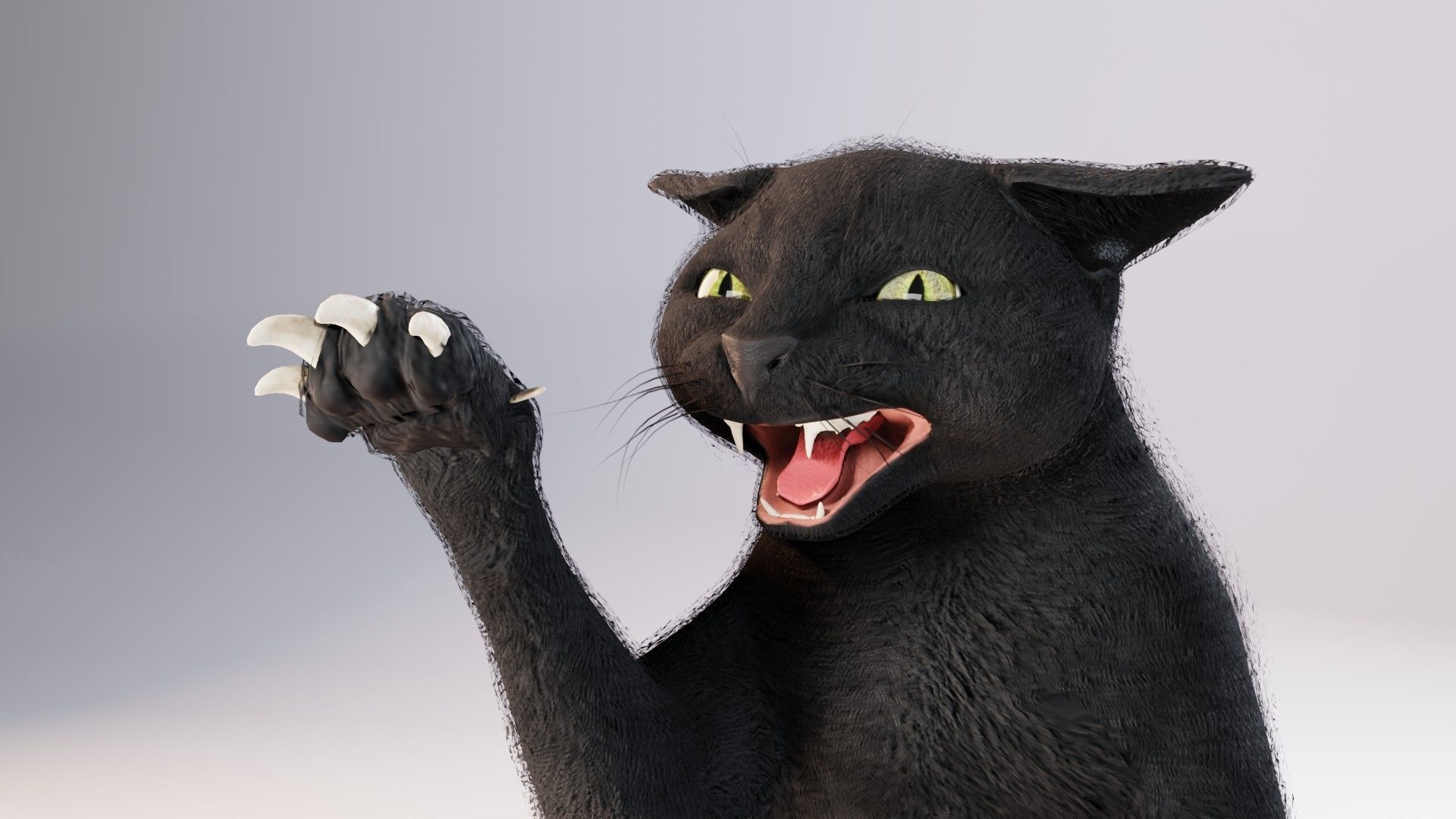 Cat black Rigged Low-poly 3D model_9