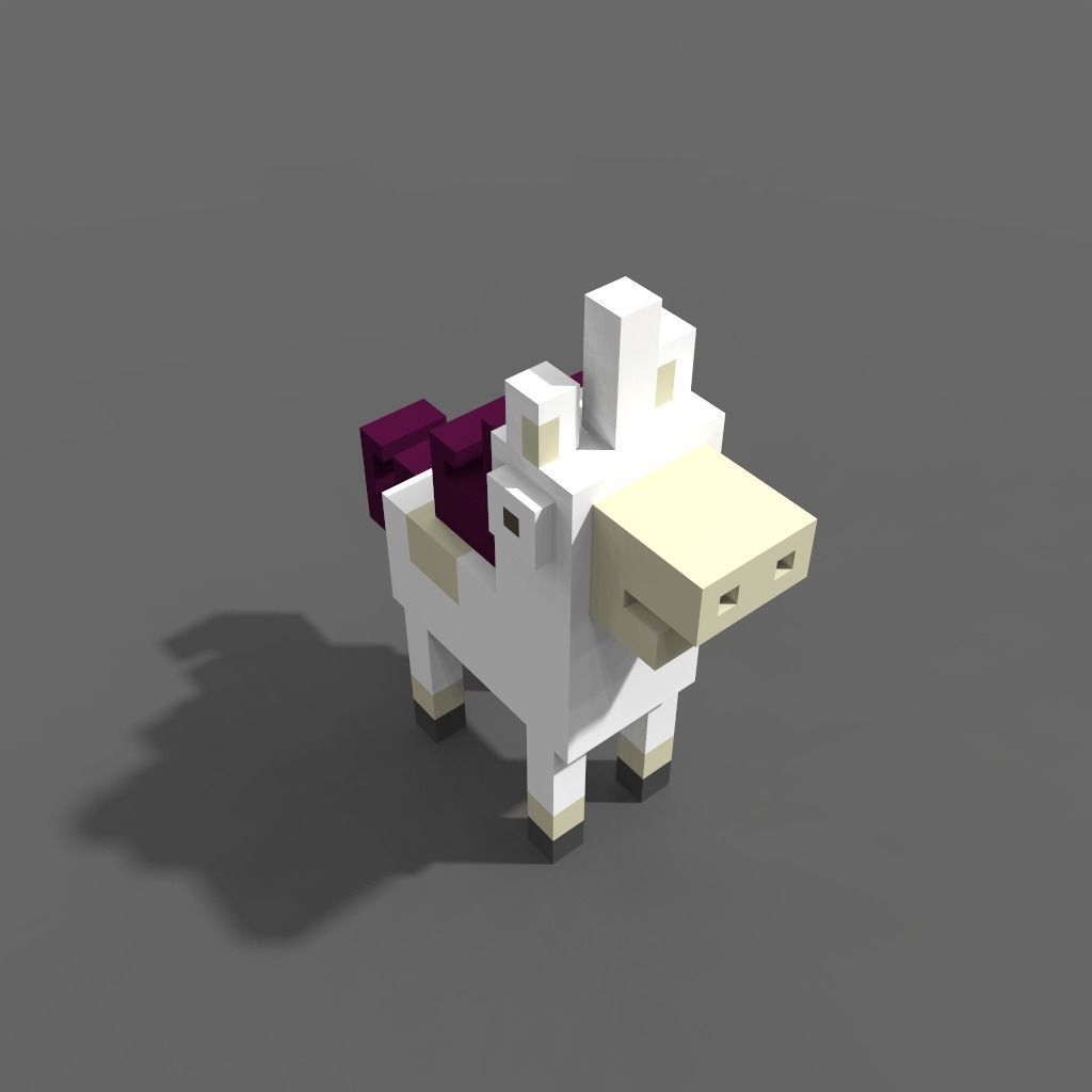 Voxel Unicorn Low-poly 3D model_1