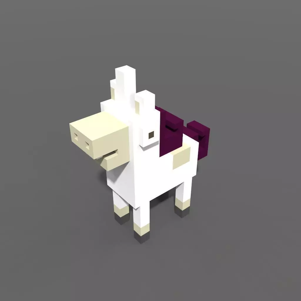 Voxel Unicorn Low-poly 3D model_0
