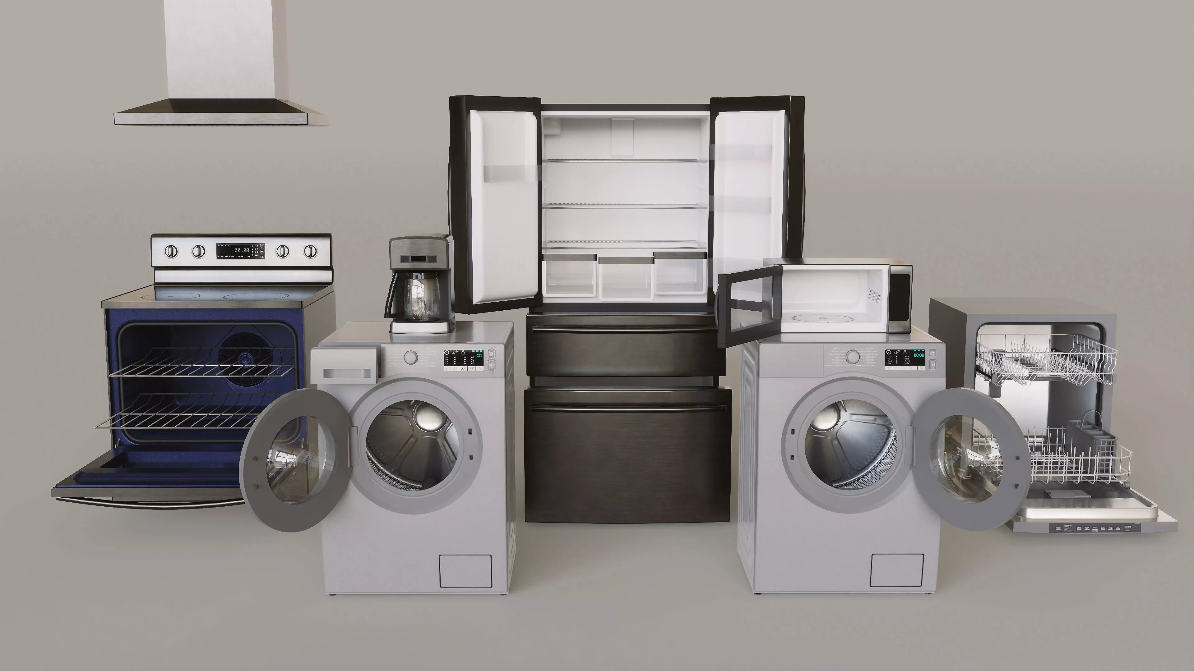Kitchen Appliances Low-poly 3D model_0