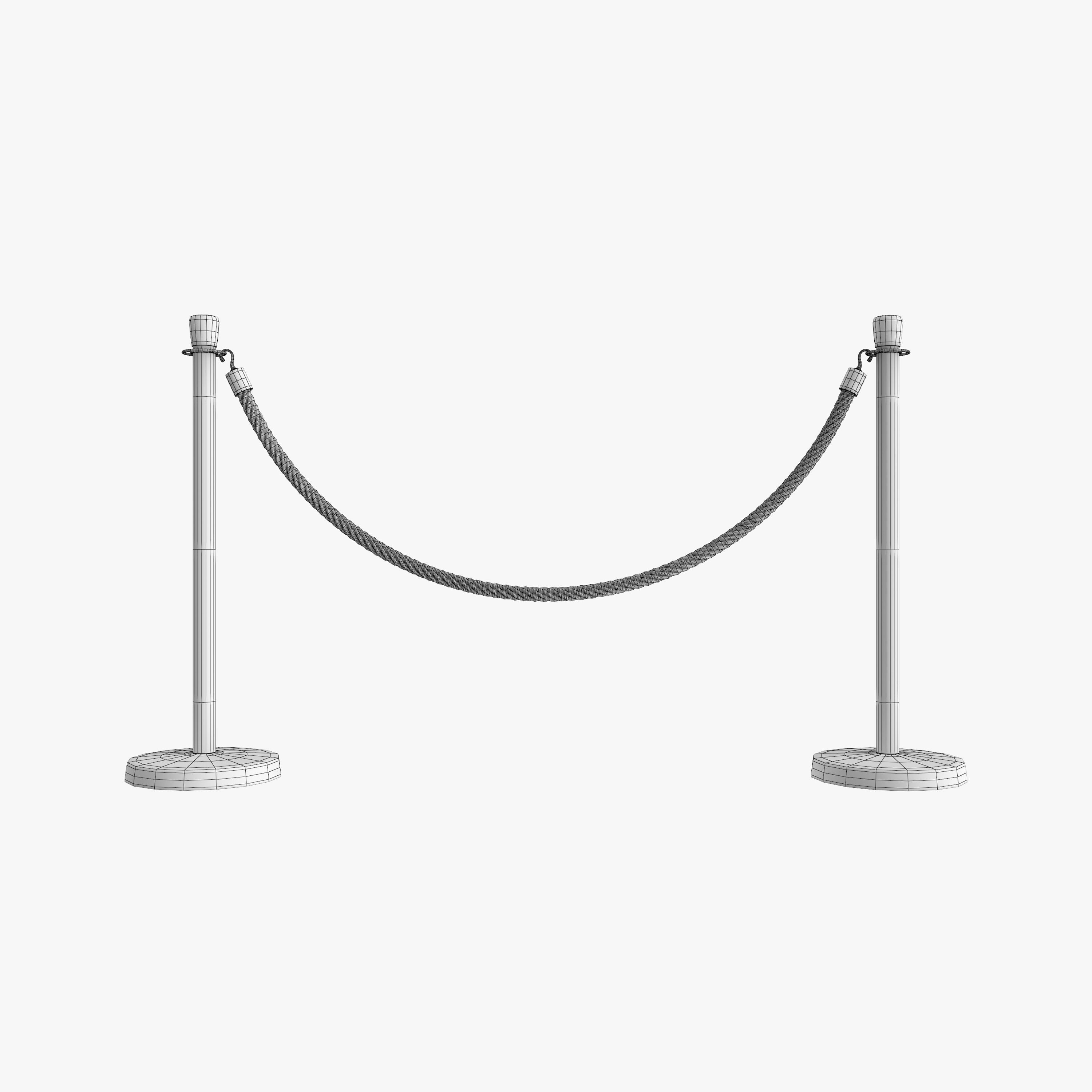 Rope Barrier Post  3D model_4