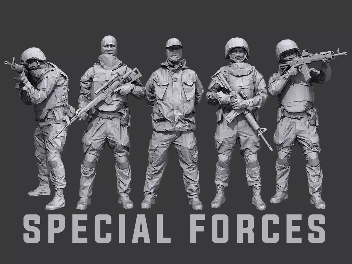 Lowpoly Special Forces Pack Low-poly 3D model