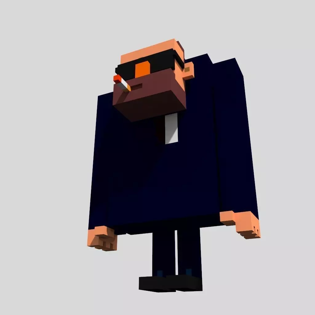 Voxel Bodyguard Low-poly 3D model
