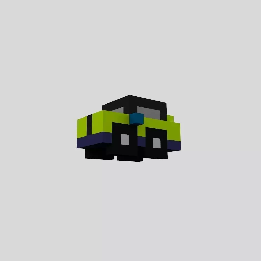 Voxel Small Car Low-poly 3D model