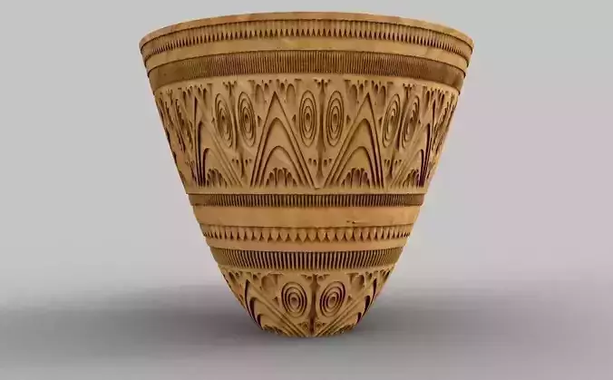Flowerpot intricately carved wooden vase 3D print model