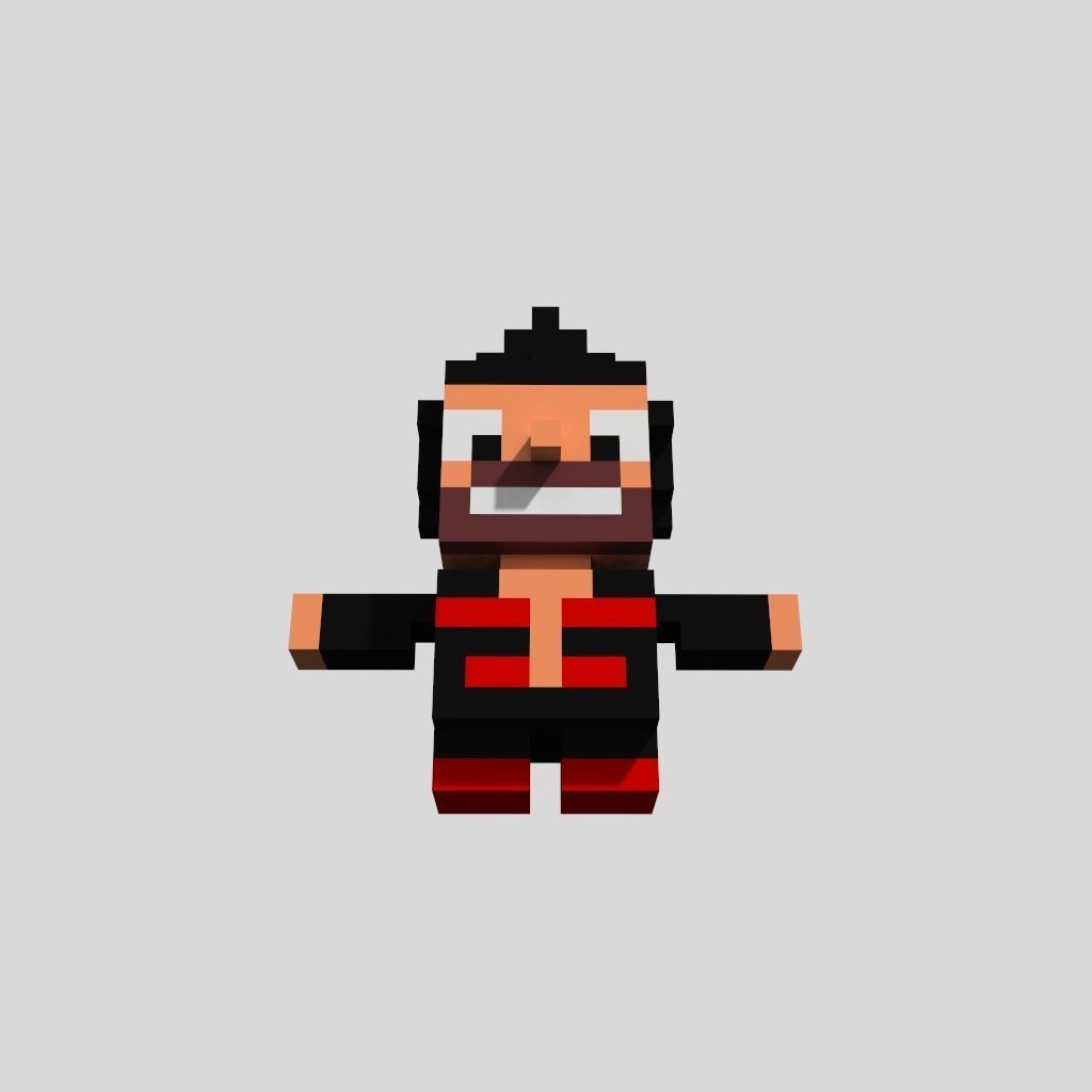 Voxel Punk Singer Low-poly 3D model_1