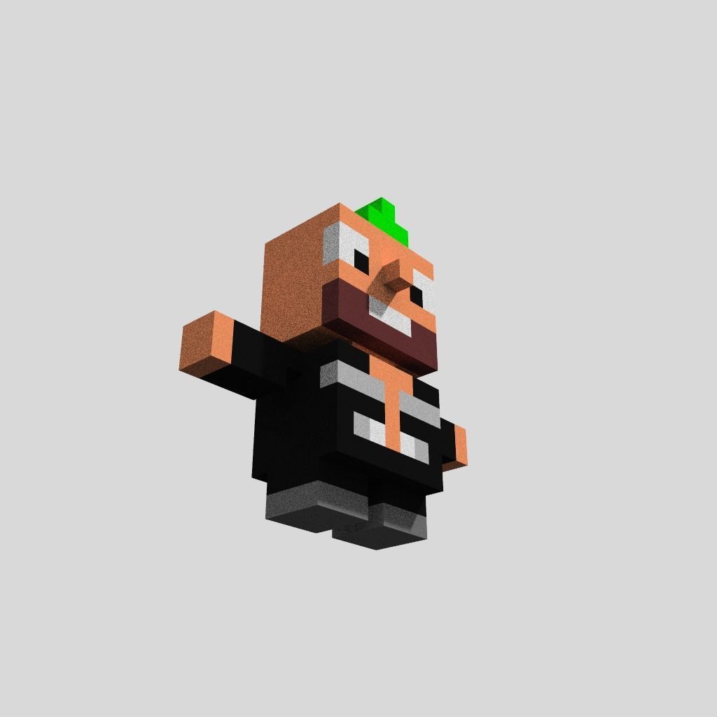 Voxel Punk Guitarist Low-poly 3D model_1