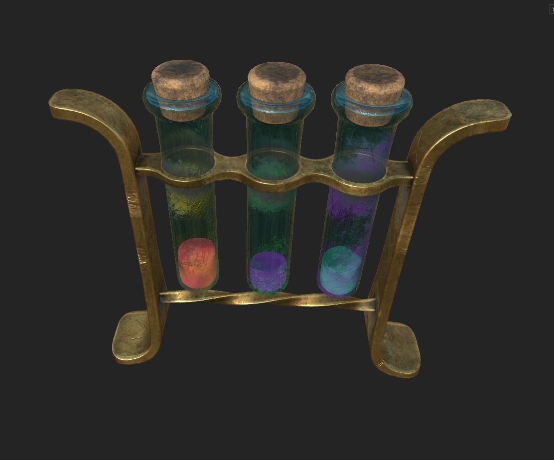 glass tubes with substances PBR low poly Low-poly 3D model_6