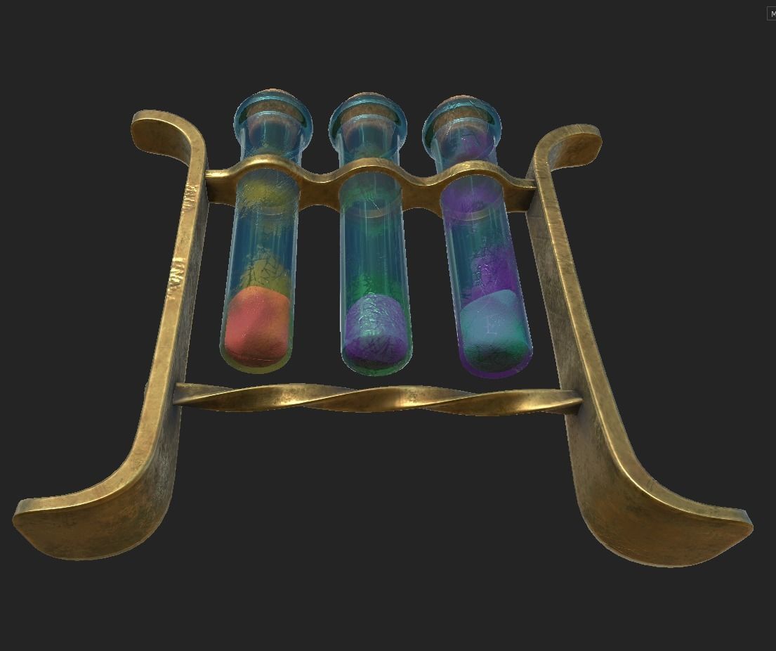 glass tubes with substances PBR low poly Low-poly 3D model_2