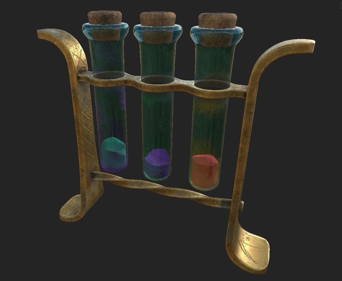 glass tubes with substances PBR low poly Low-poly 3D model_3
