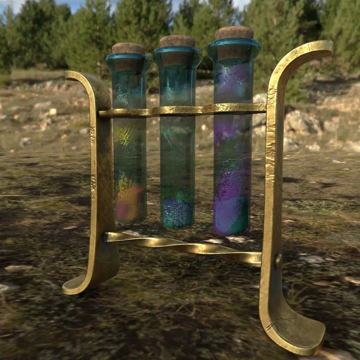 glass tubes with substances PBR low poly Low-poly 3D model_0