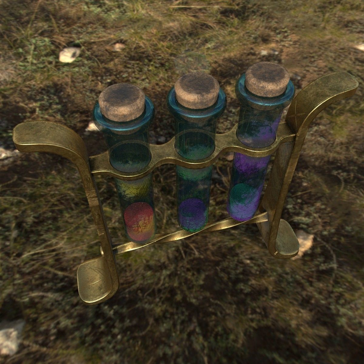 glass tubes with substances PBR low poly Low-poly 3D model_1