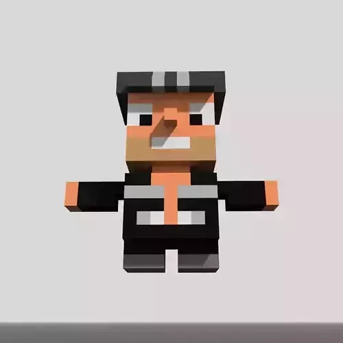 Voxel Punk Keyboard Player Low-poly 3D model