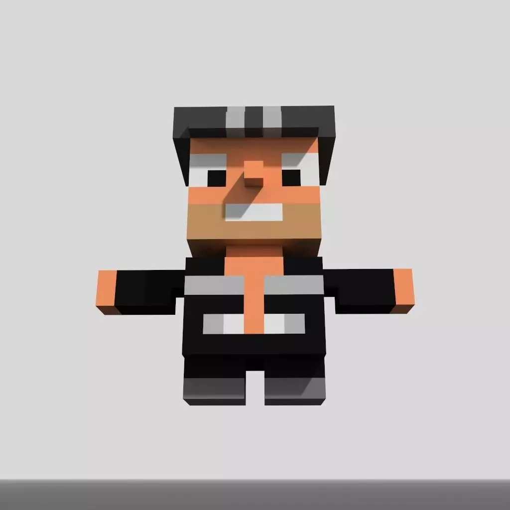 Voxel Punk Keyboard Player Low-poly 3D model_0