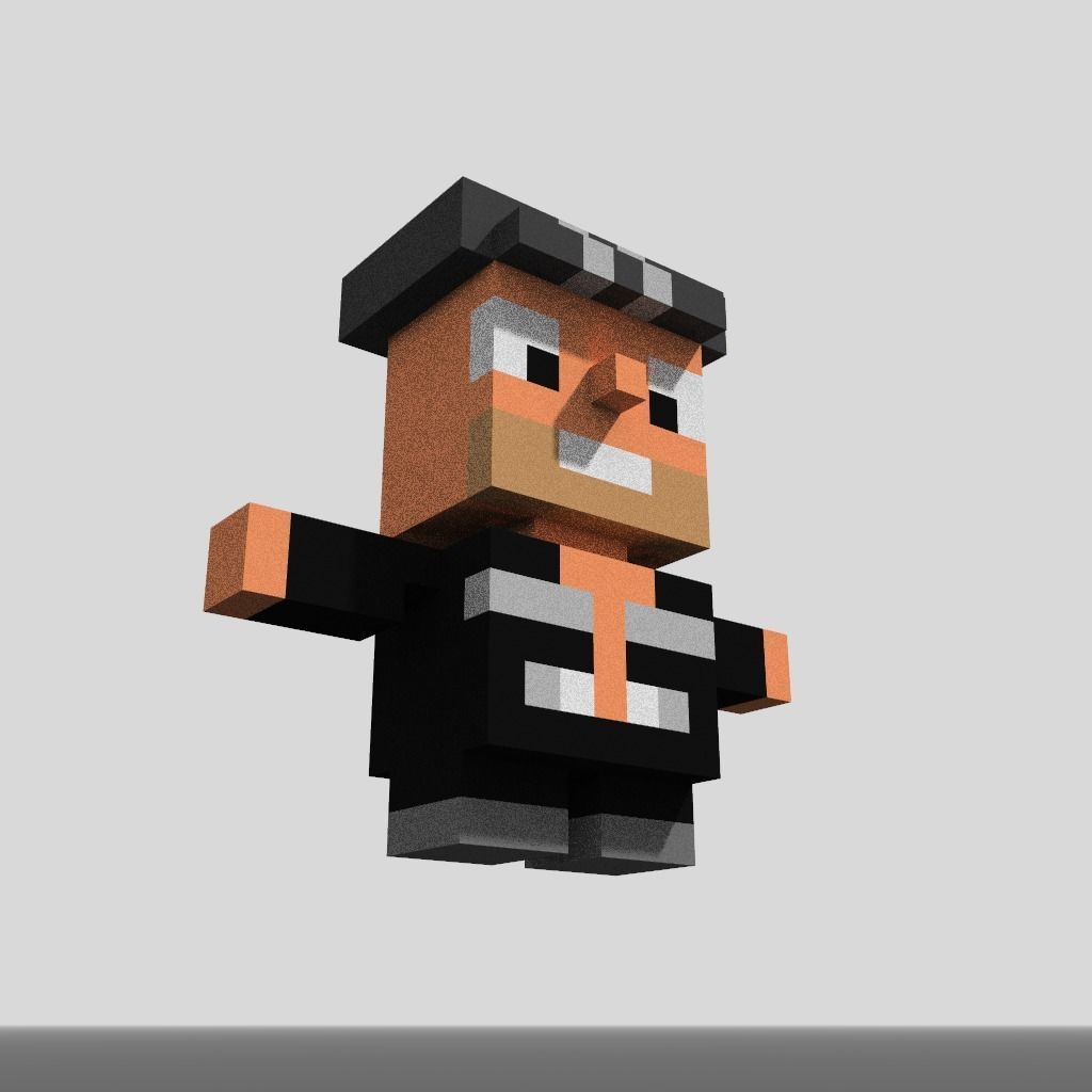 Voxel Punk Keyboard Player Low-poly 3D model_1