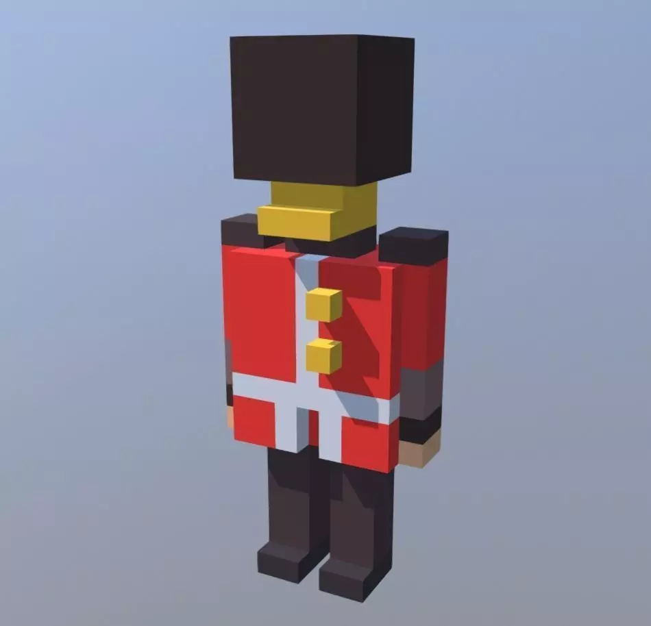 Voxel Queen Guard Low-poly 3D model_0