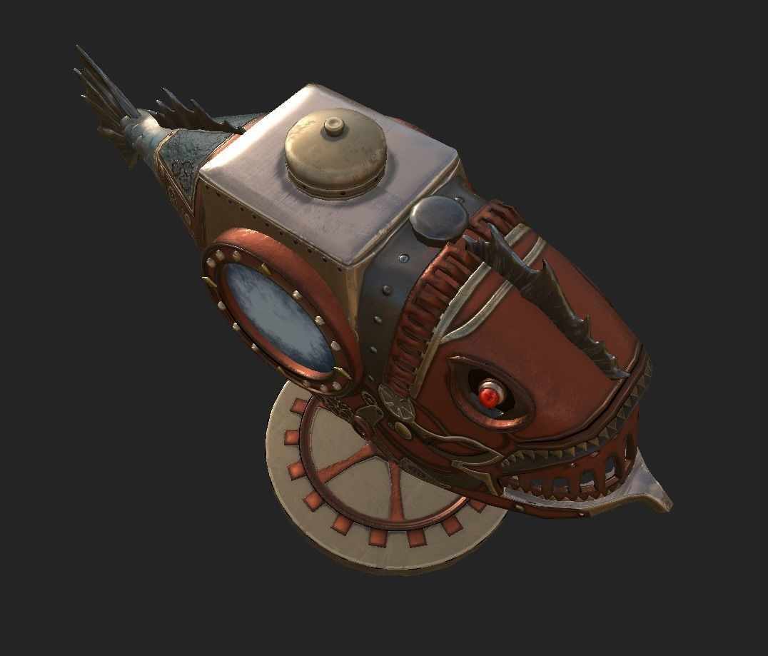 Fish Steampunk PBR low poly Low-poly 3D model_6