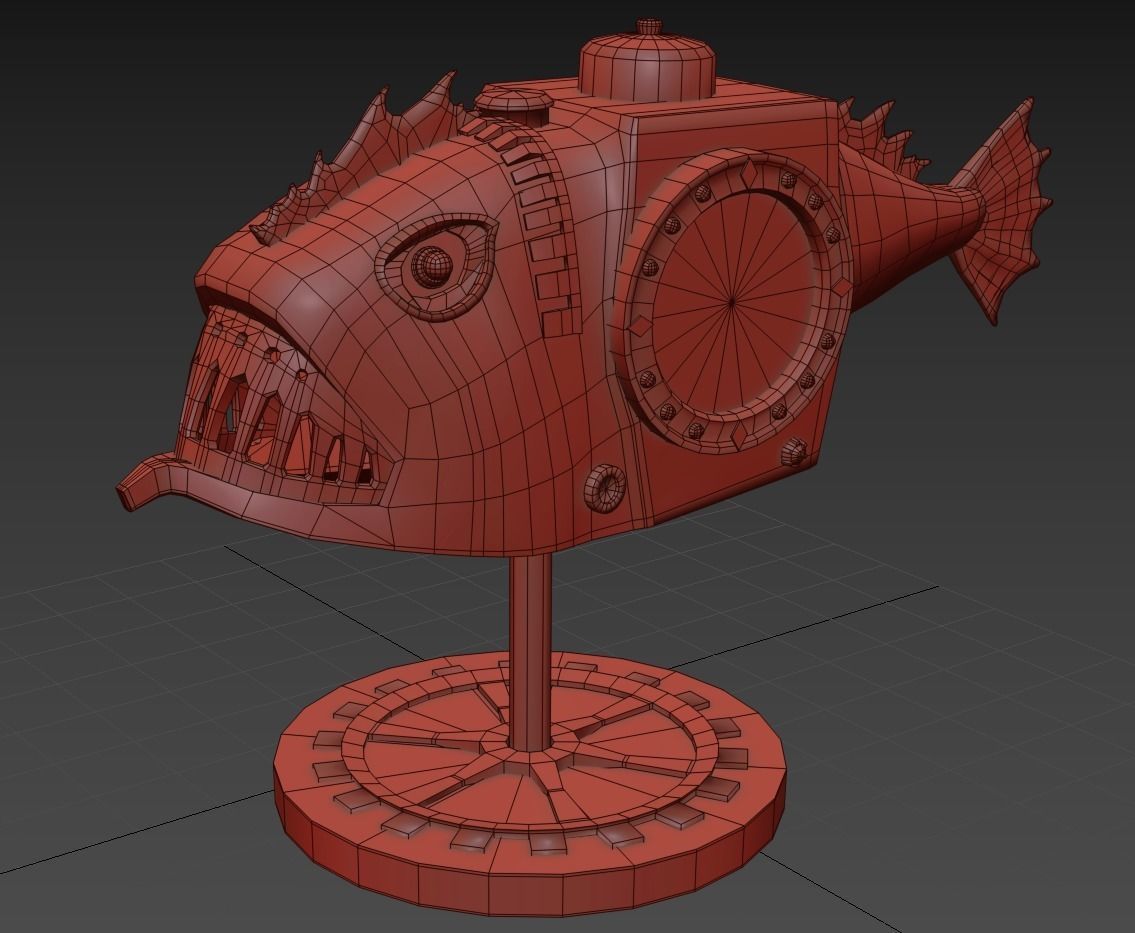 Fish Steampunk PBR low poly Low-poly 3D model_4