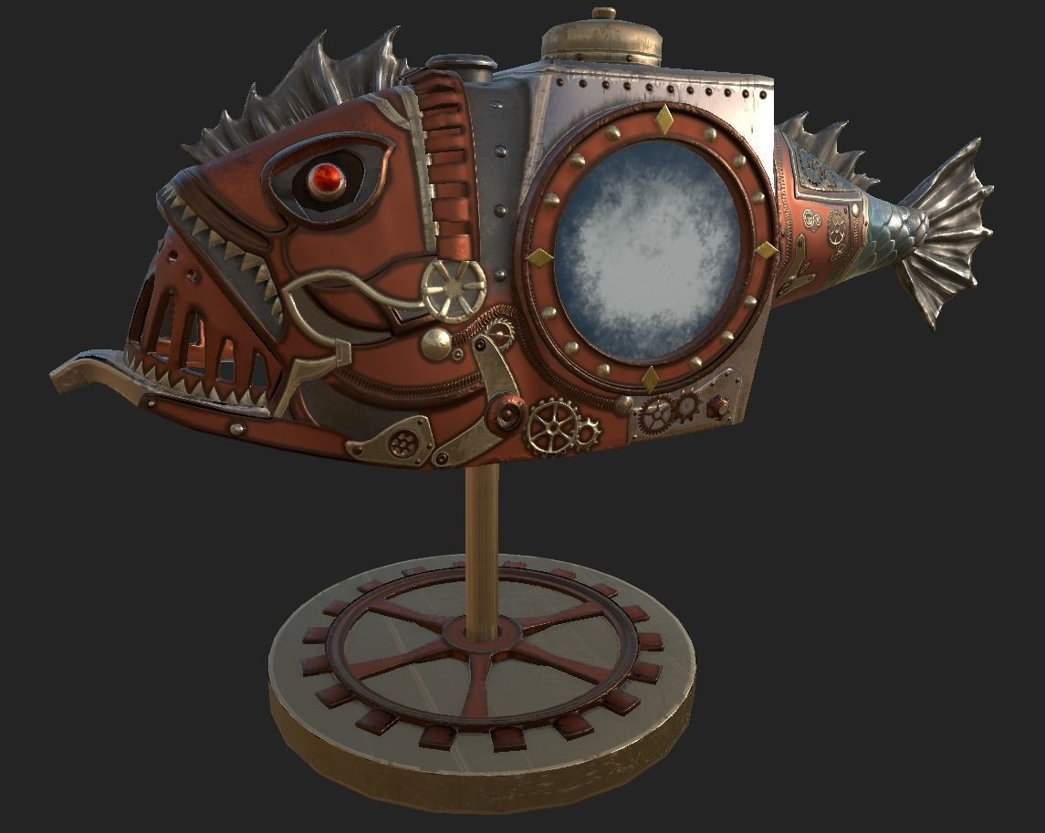 Fish Steampunk PBR low poly Low-poly 3D model_8