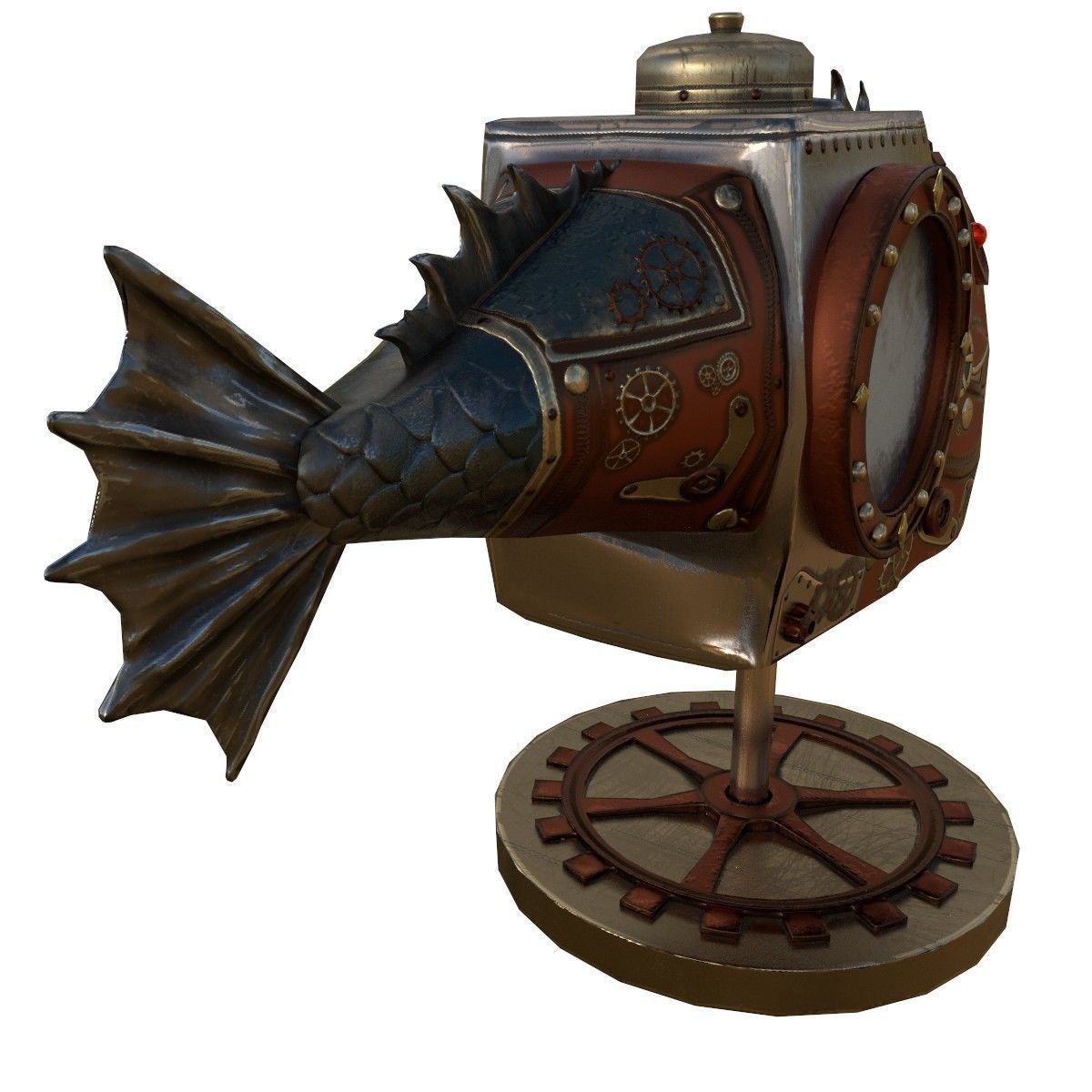 Fish Steampunk PBR low poly Low-poly 3D model_3