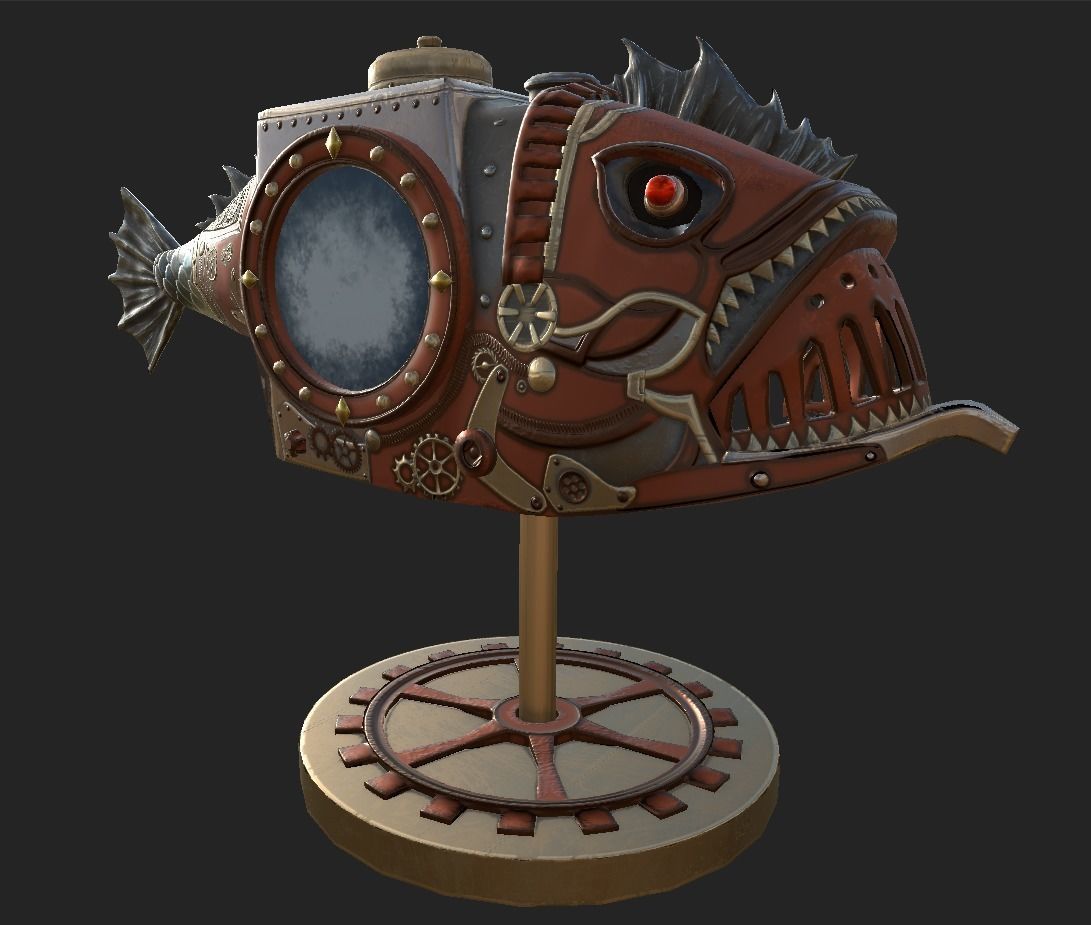 Fish Steampunk PBR low poly Low-poly 3D model_10