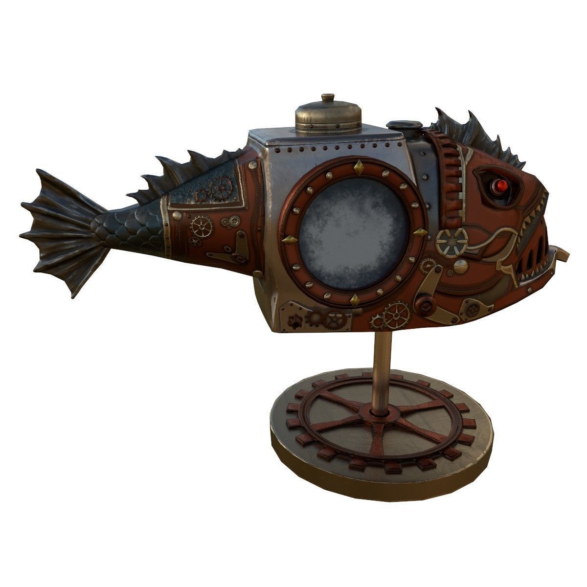 Fish Steampunk PBR low poly Low-poly 3D model_5