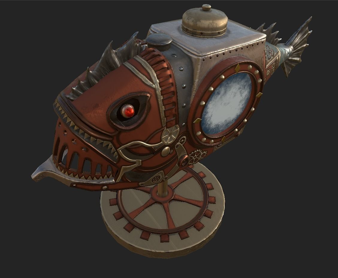 Fish Steampunk PBR low poly Low-poly 3D model_11
