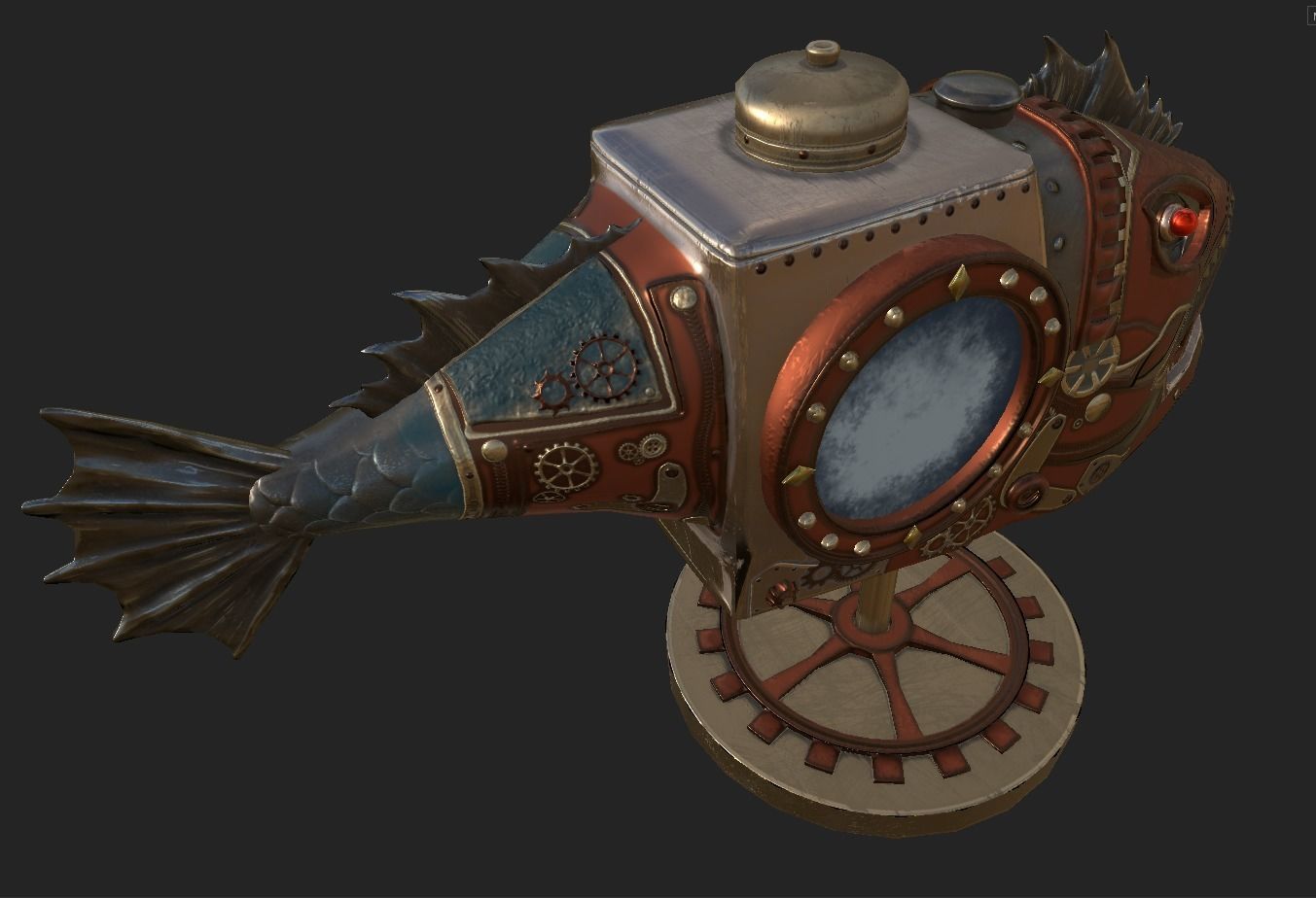 Fish Steampunk PBR low poly Low-poly 3D model_7