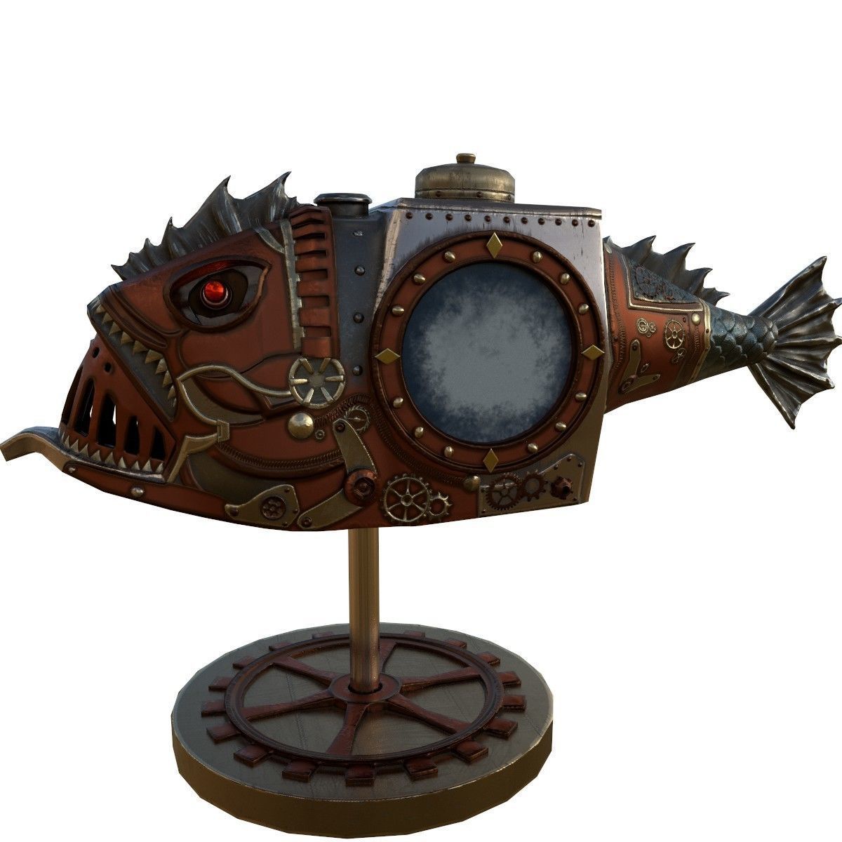 Fish Steampunk PBR low poly Low-poly 3D model_2
