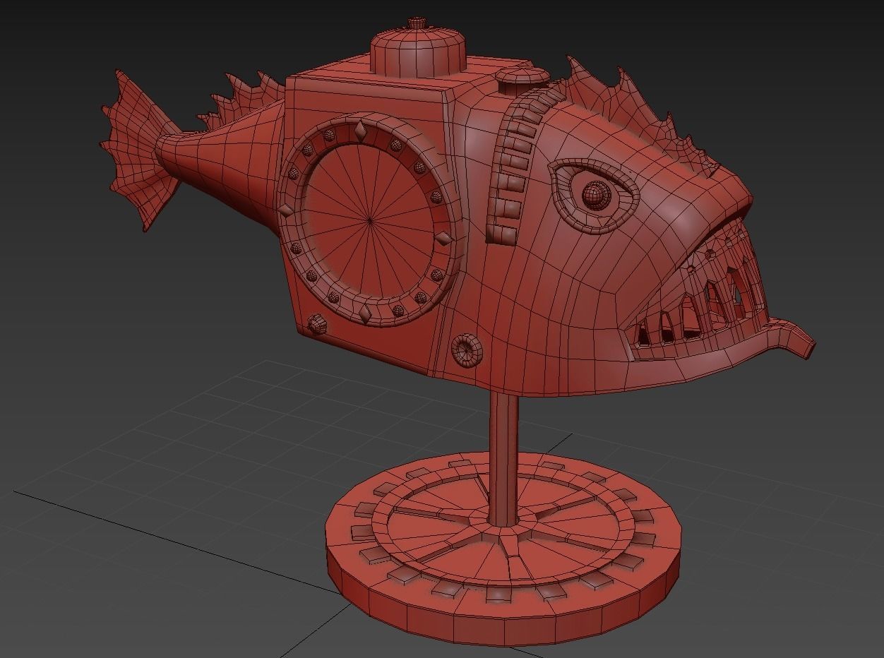 Fish Steampunk PBR low poly Low-poly 3D model_9