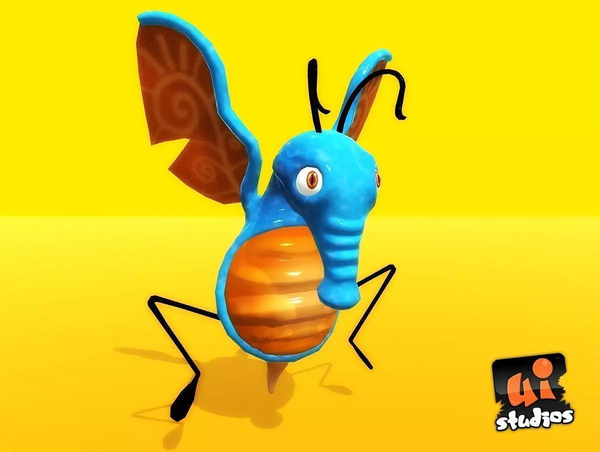 Alien Flying Creature Low-poly 3D model_0