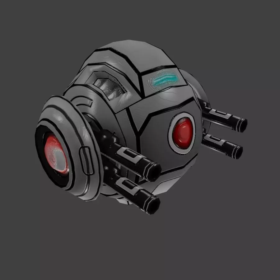 Sci-fi Low poly Sphere Robot Turret Low-poly 3D model
