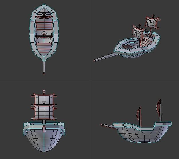 Low poly Pirate Ship Cartoon Low-poly 3D model_5