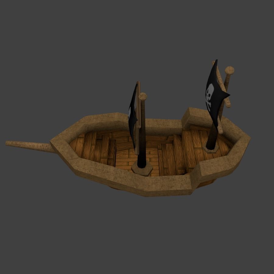 Low poly Pirate Ship Cartoon Low-poly 3D model_2