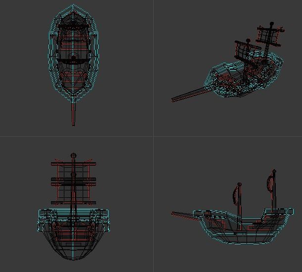 Low poly Pirate Ship Cartoon Low-poly 3D model_6