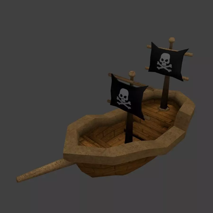 Low poly Pirate Ship Cartoon Low-poly 3D model_0