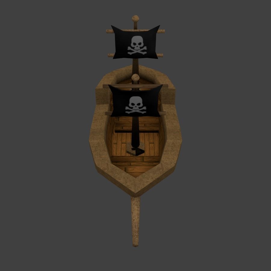Low poly Pirate Ship Cartoon Low-poly 3D model_1