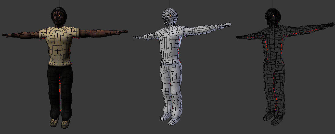 Human Black Man Low-poly 3D model_7