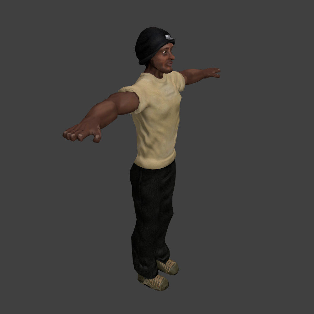 Human Black Man Low-poly 3D model_6