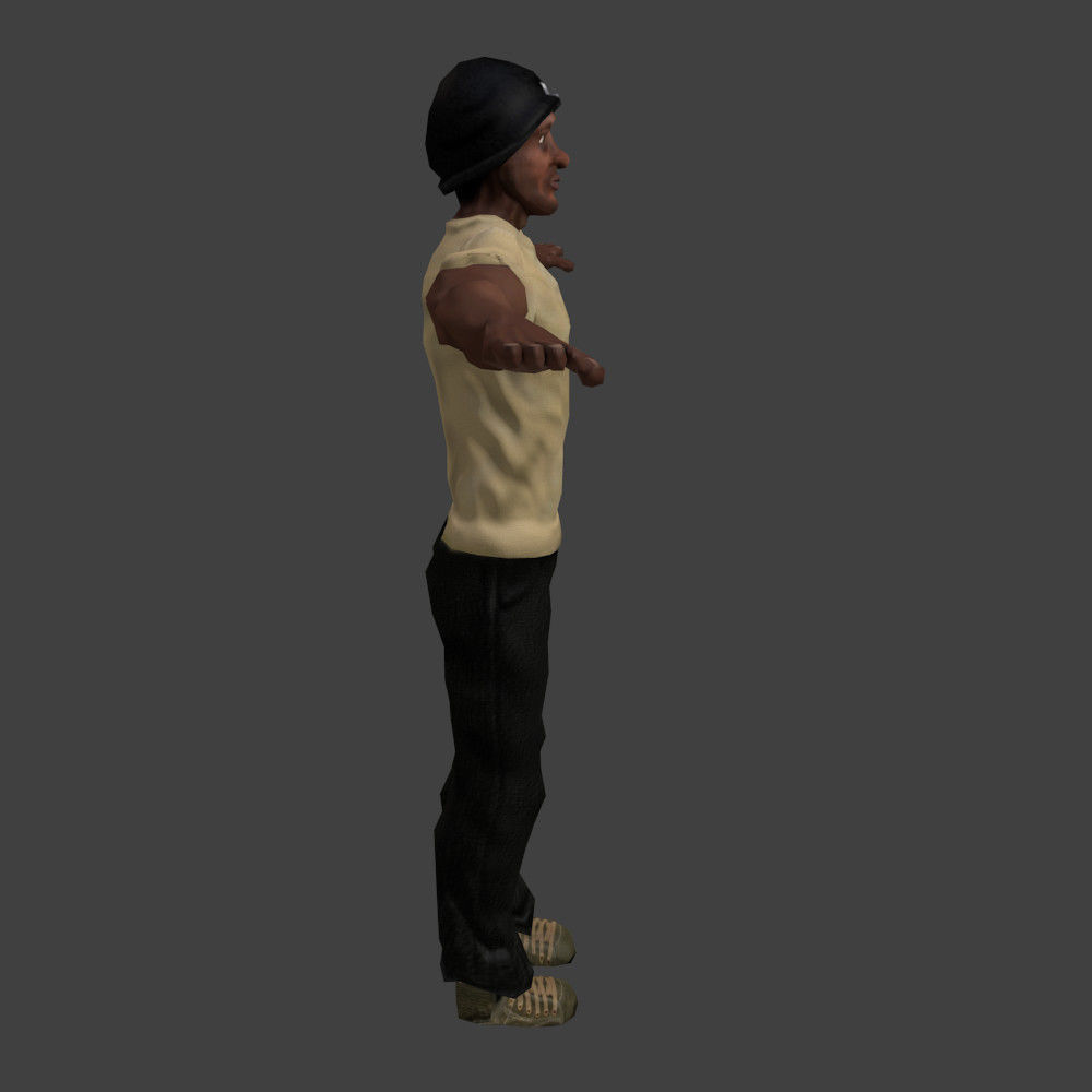 Human Black Man Low-poly 3D model_4