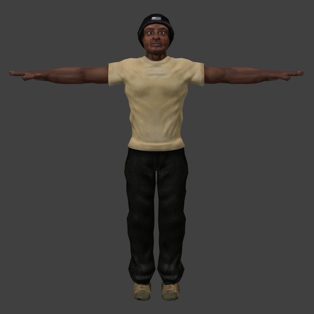 Human Black Man Low-poly 3D model_1